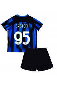 Inter Milan Alessandro Bastoni #95 Jalkapallovaatteet Lasten Kotipeliasu 2023-24 Lyhythihainen (+ Lyhyet housut)